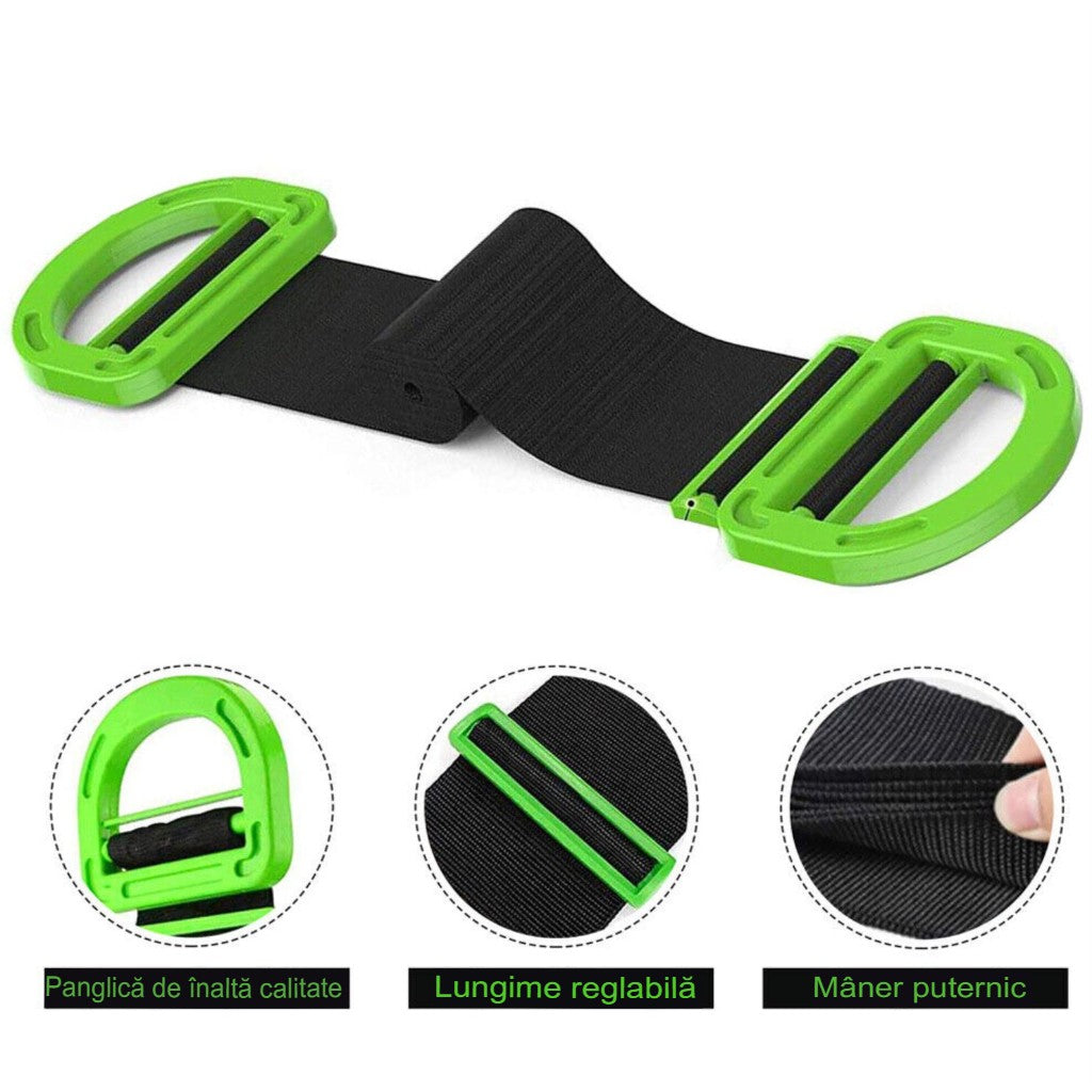 Chinga Tip Banda Elastica Pentru Transportul Obiectelor Grele, Vivimall, Lungime Maxima 1.7 m, Greutate de Sustinere 100 kg, Negru/Verde - vivimall.ro