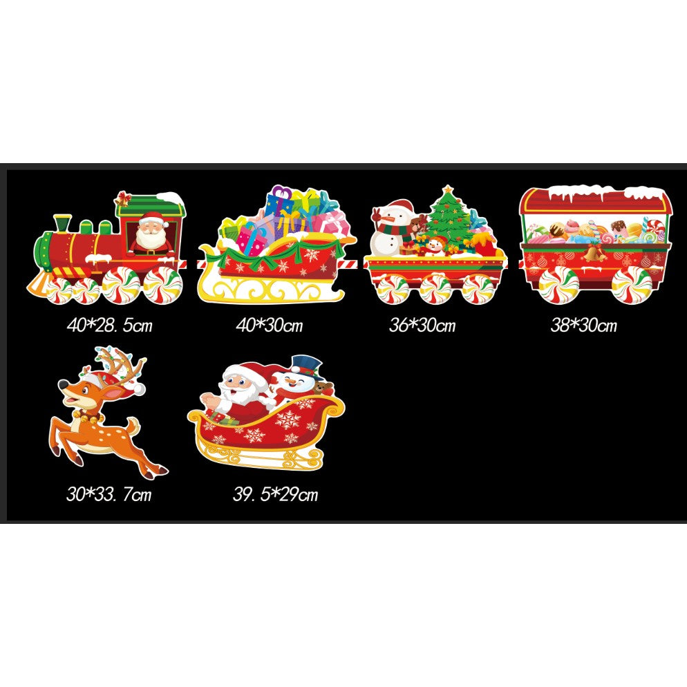 Decoratiune de Craciun, Vivimall, pentru Gradina, Tip Trenulet, 6 Figurine + Bete de Infipt in Pamant, din Plastic, Impermeabil, Model Mos Craciun in Tren si in Sanie, Multicolor - vivimall.ro