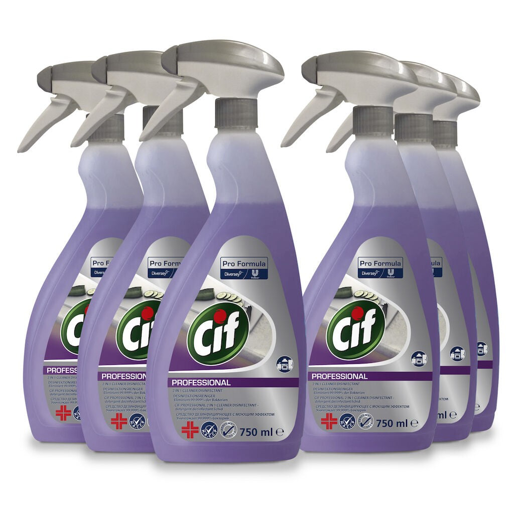 Pachet CIF Professional 2-in-1 Detergent Dezinfectant Lichid, 6×0.75 L - vivimall.ro