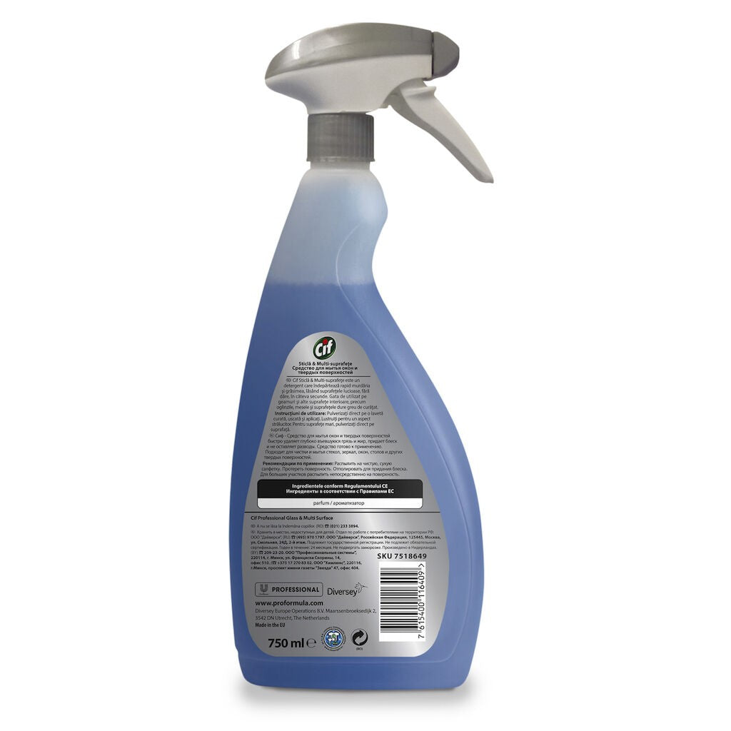Pachet CIF Professional Glass & Multi Surface – Detergent Geamuri si Suprafete 6×0.75 L - vivimall.ro