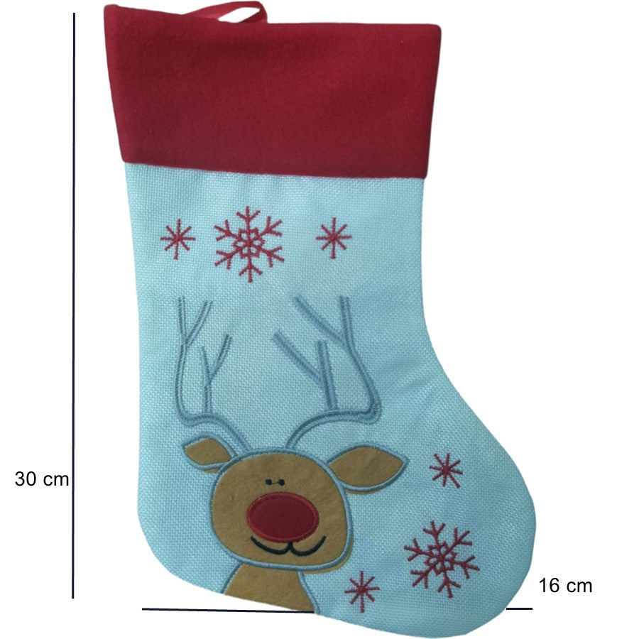 Ciorap Cadouri, culoare alba, imprimeu Rudolf, marimea 16x30 cm, Vivimall - vivimall.ro