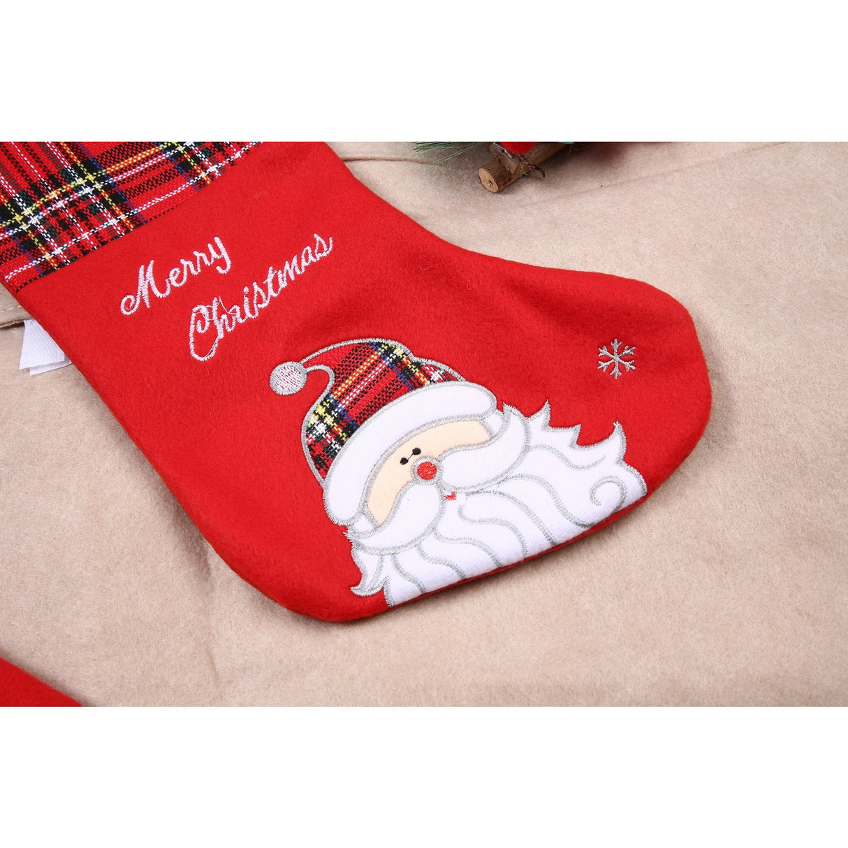 Ciorap Cadouri, culoare rosie, imprimeu Mos Craciun ,marimea 15x30 cm, Vivimall - vivimall.ro