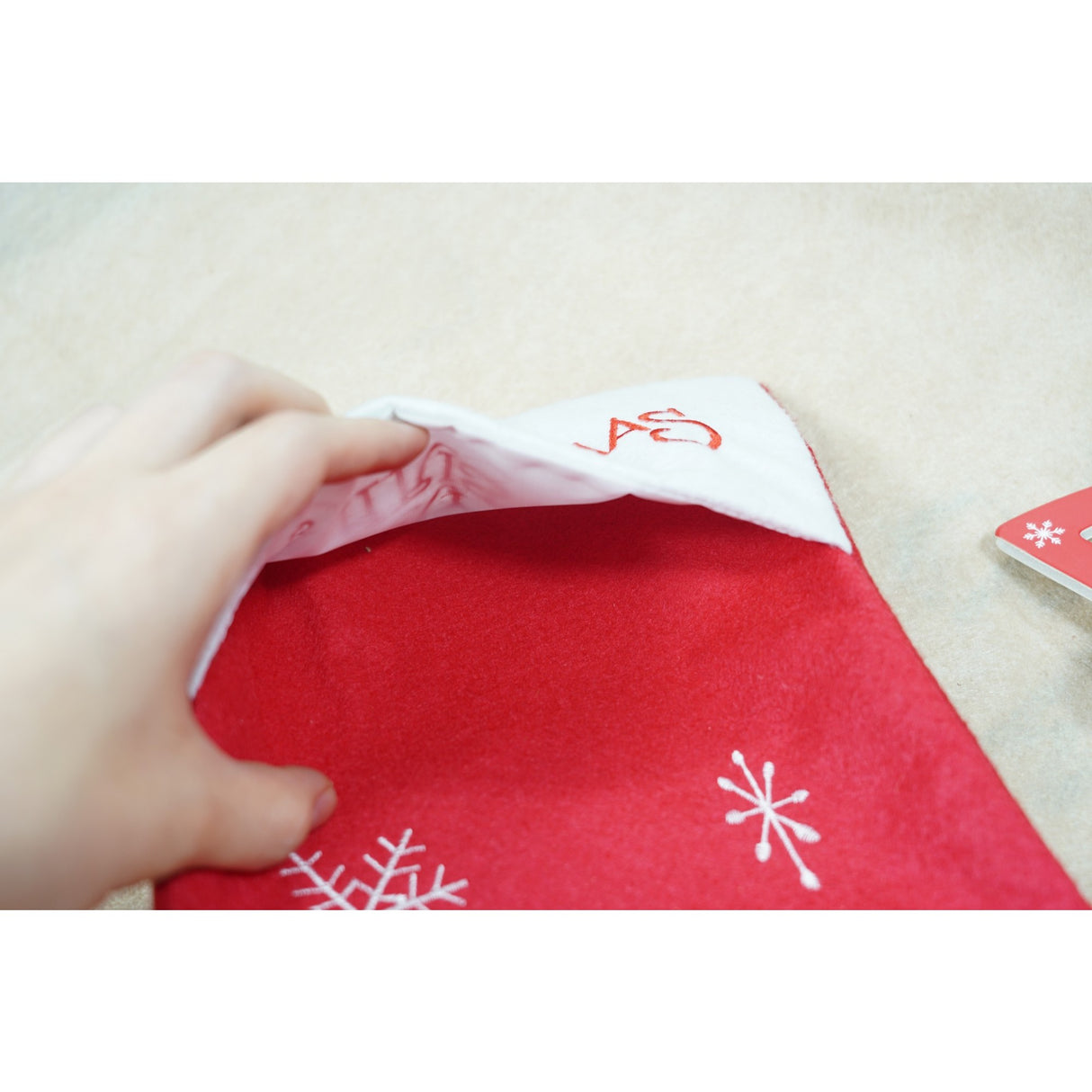 Ciorap Cadouri,Flippy,cu model ren,rosu, marimea 19x38 cm, textil, interior - vivimall.ro