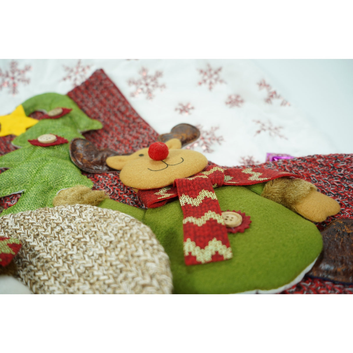 Ciorap Cadouri, Flippy, cu model ren, rosu, marimea 20x45 cm, textil, interior - vivimall.ro