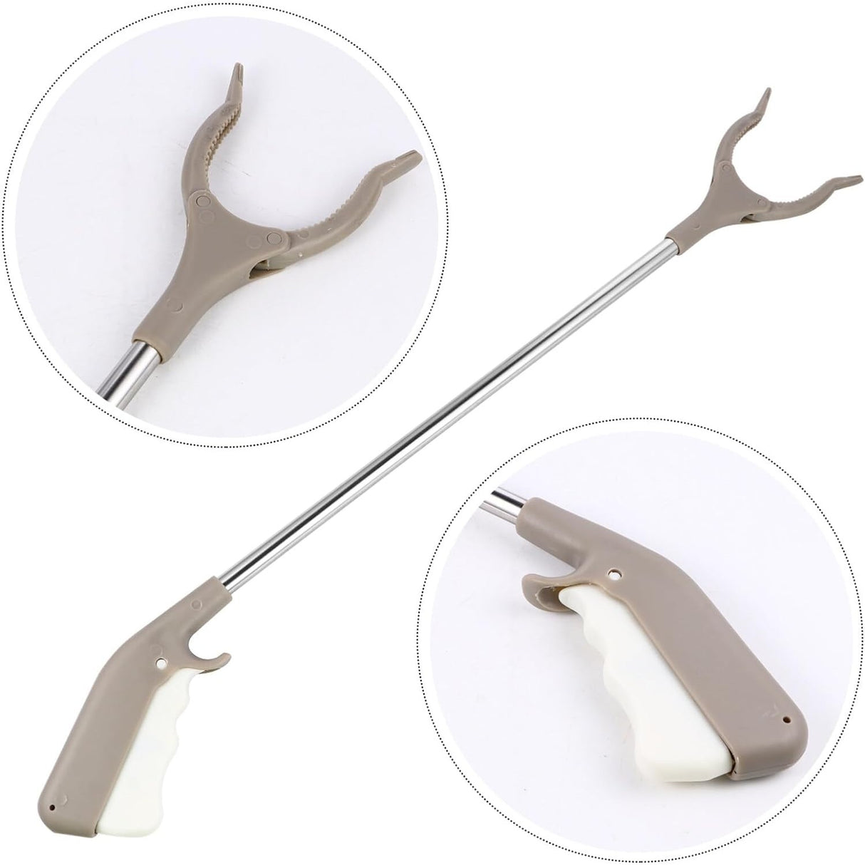 Cleste pentru Colectarea Deseurilor, Flippy, din Metal si Plastic, 77.5 cm, Fara Maini Murdare, Gri - vivimall.ro