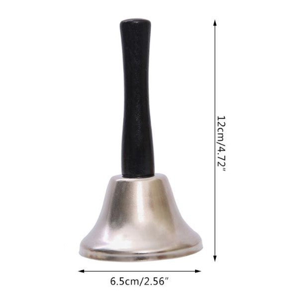 Clopotel de Craciun Metalic, Flippy, Maner din Lemn, Circumferinta 6.5 cm, Lungime 12 cm, Argintiu - vivimall.ro