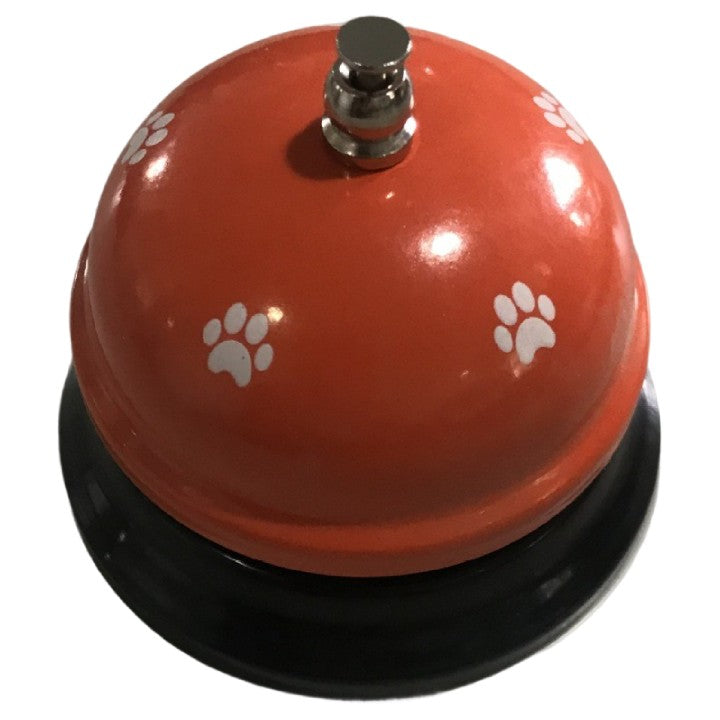 Clopotel Metalic Multifunctional, Vivimall, Portocaliu cu Imprimeu Labuta Alba, 7.5x7.5x6.5 cm, Dresaj, Receptie, Restaurante - vivimall.ro