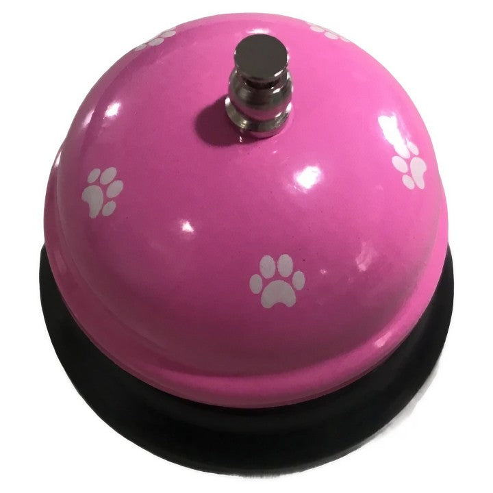 Clopotel Metalic Multifunctional, Vivimall, Roz cu Imprimeu Labuta Alba, 7.5x7.5x6.5 cm, Dresaj, Receptie, Restaurante - vivimall.ro