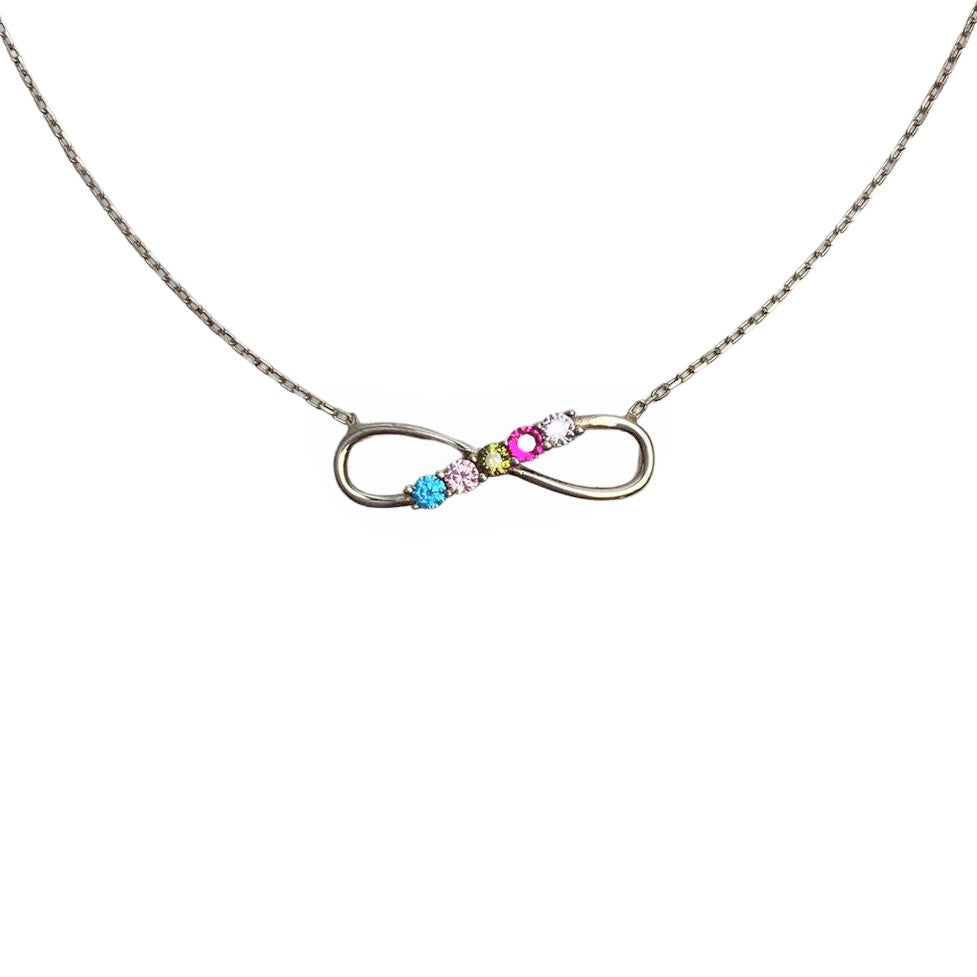 Colier Argint 925, Infinit cu Zirconii Multicolore 40 cm - vivimall.ro