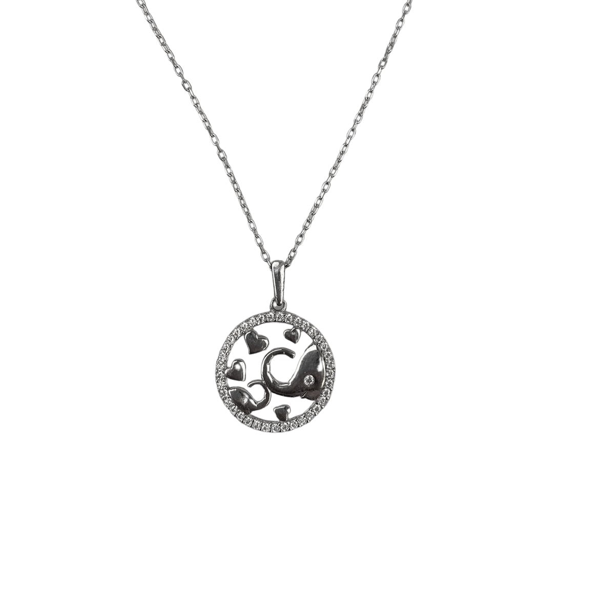 Colier din Argint 925, Elefant in Cerc cu Zirconii 42 cm - vivimall.ro