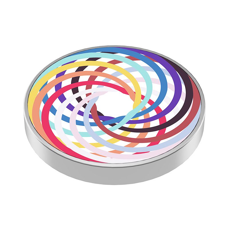 Spinner Giroscopic Metalic, Flippy, Jucarie Rotativa Anti-stres, Otel Inoxidabil, 3.8 x 0.6 cm, Efect Optic Spirala Hipnotica, Model Spirala Multicolor - vivimall.ro