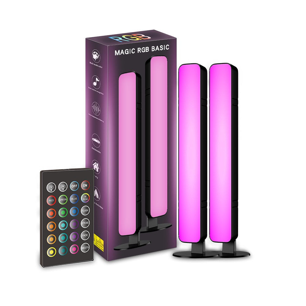 Set 2 Lampi de Birou, Vivimall, RGB Colorat, 28 LED, Putere 5V, Telecomanda cu 24 de Taste, Cablu USB, Negru, 25.5x4x3.5cm - vivimall.ro