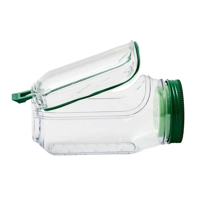 Container Caserola pentru Salata, Vivimall, Borcan pentru Salata din Sticla, Gradat in ml, 1L, 19 x 10 x 10 cm, Capac Verde, Transparenta - vivimall.ro