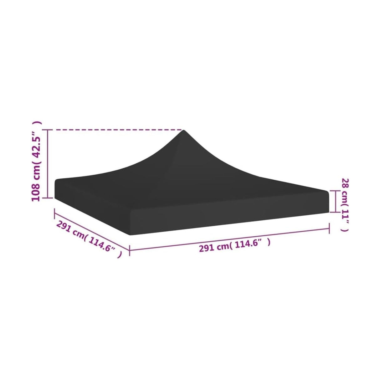 Copertina pentru Pavilion, Flippy, Acoperis Cort, Pliabil, Copertina Rezistenta 420D, 185 g/m2, Protectie Ideala la Soare si Ploaie, 3 x 3 m, Negru - vivimall.ro