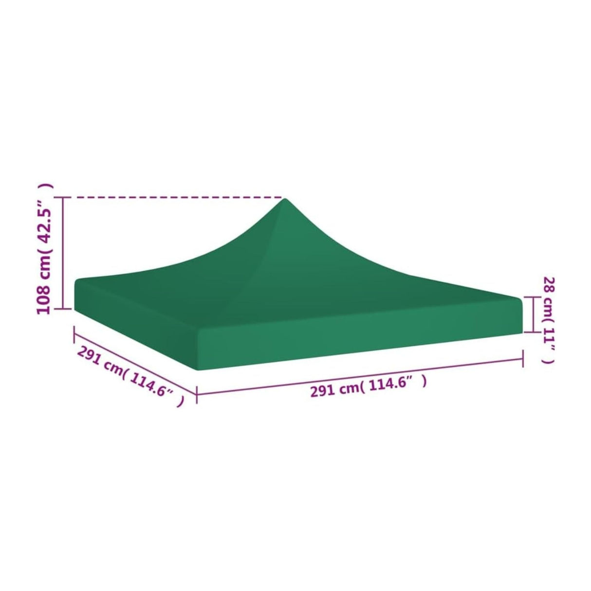 Copertina pentru Pavilion, Flippy, Acoperis Cort, Pliabil, Copertina Rezistenta 420D, 280 g/m2, Protectie Ideala la Soare si Ploaie, 3 x 3 m, Verde - vivimall.ro