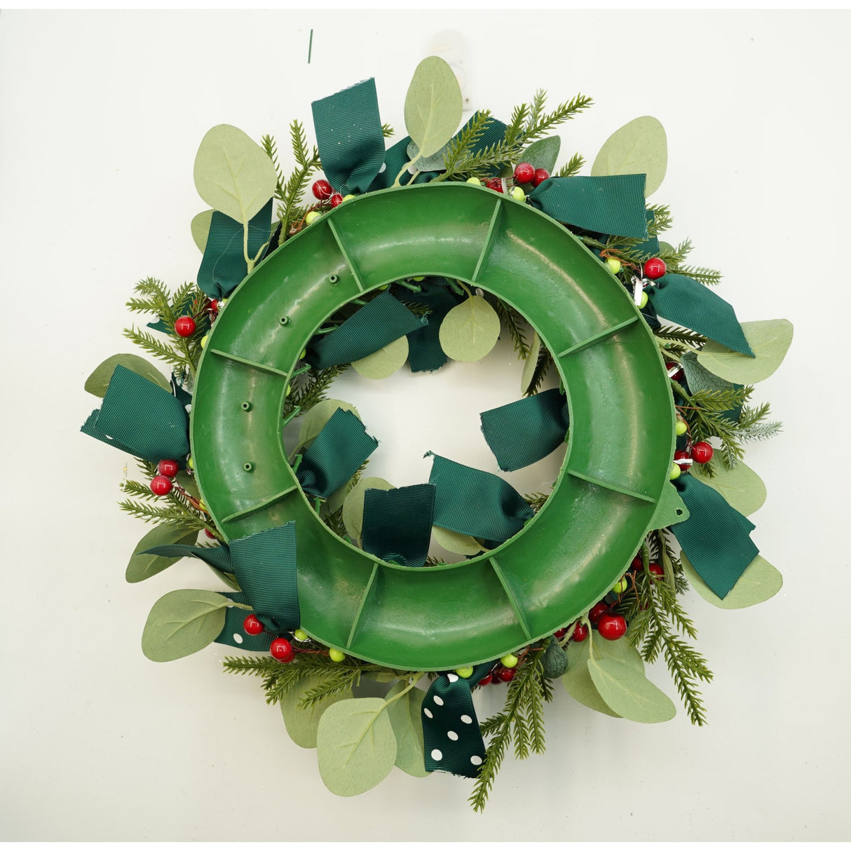 Coronita de Craciun pentru usa, Rosu-Verde, 40 cm, PVC, Artificiala, Decorata, Interior/Exterior, Vivimall - vivimall.ro