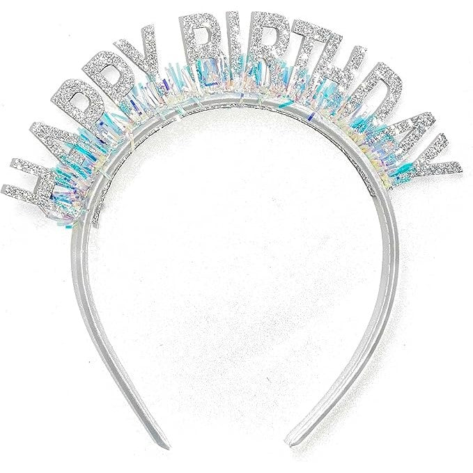 Coronita Decorativa pentru Petreceri, Vivimall, Tema Aniversare, Model Happy Birthday, Marime Universala, Argintiu - vivimall.ro