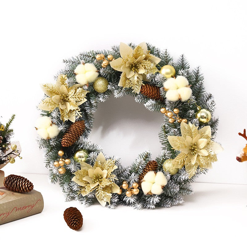 Coronita pentru Craciun Vivimall, 50 cm, din brad artificial, decorata cu conuri, globulete, flori, Multicolor - vivimall.ro