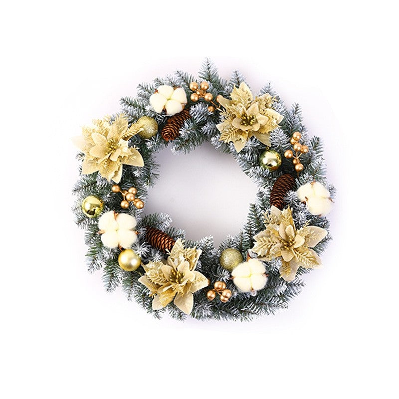 Coronita pentru Craciun Vivimall, 50 cm, din brad artificial, decorata cu conuri, globulete, flori, Multicolor - vivimall.ro