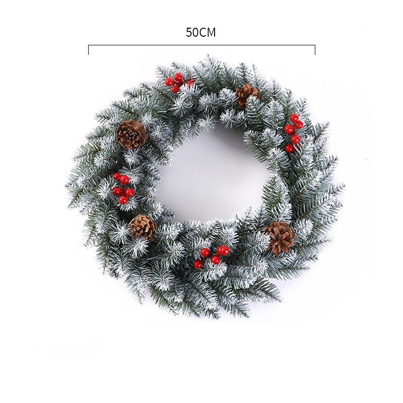 Coronita pentru Craciun Vivimall, 50 cm, din brad artificial, decorata cu conuri si merisoare, Alb - vivimall.ro