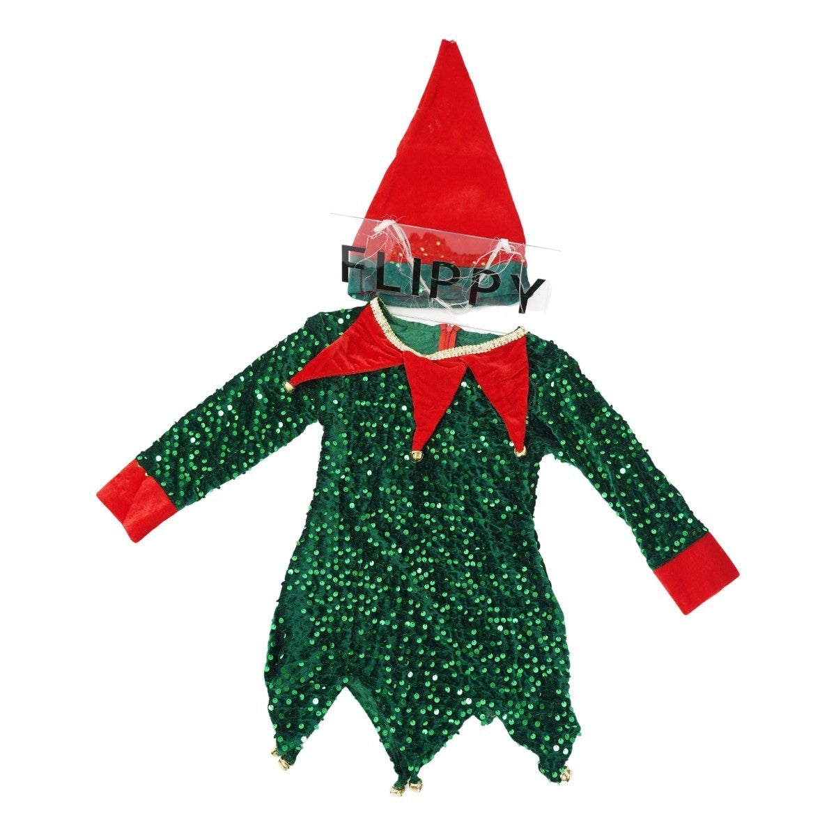 Costum Craciun, Flippy, Spiridus, rosu, 10 - 13 ani, catifea - vivimall.ro