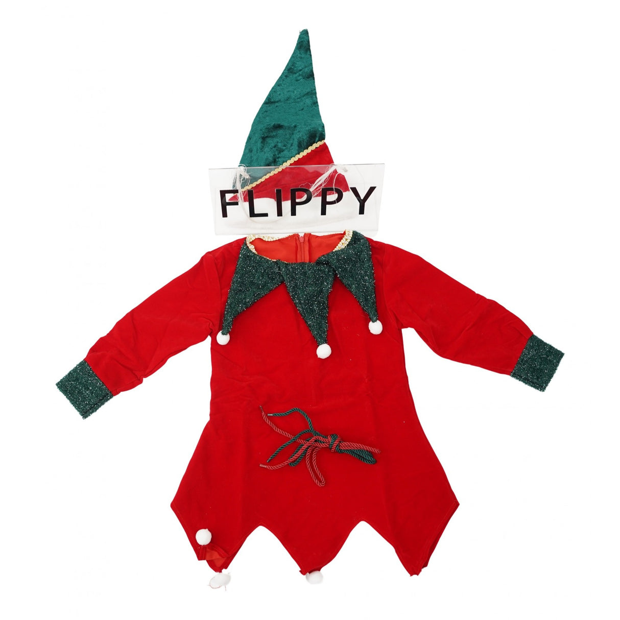 Costum Craciun, Flippy, Spiridus, rosu, 7 - 9 ani, catifea - vivimall.ro