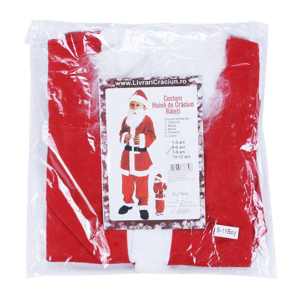 Costum Mos Craciun Flippy® Baiat, 7-9 ani, 5 piese, Polar - vivimall.ro
