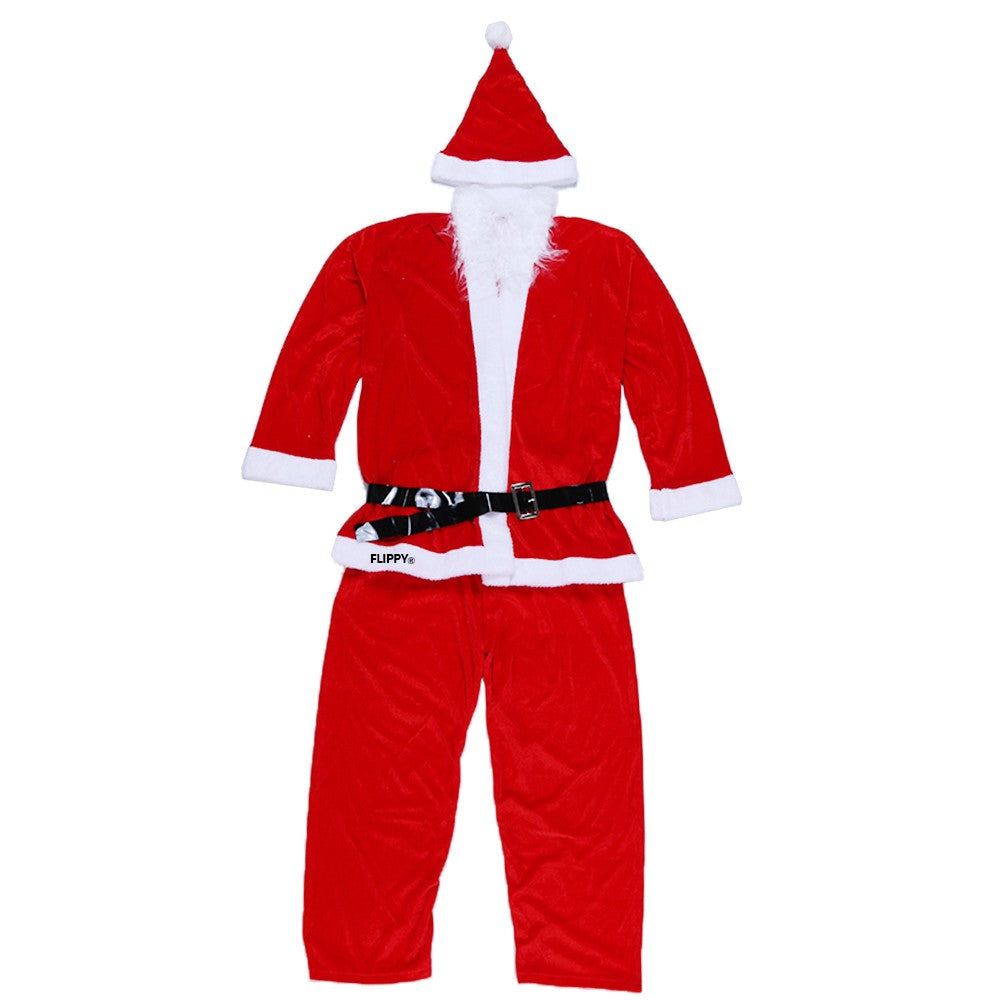 Costum Mos Craciun Vivimall® Barbat, Adult, 5 piese, Catifea - vivimall.ro