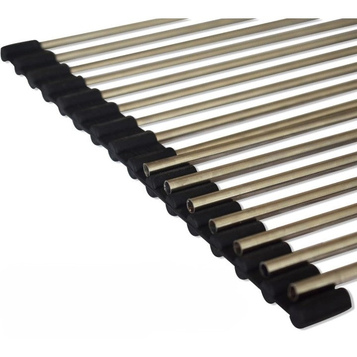 Covoras de Scurgere pentru Chiuveta Bucatarie, din Otel Inoxidabil, Suport Chiuveta, Pliabil, Antiderapant, Usor de Curatat si de Depozitat, 47x36 cm, 18 Tuburi, Negru - vivimall.ro