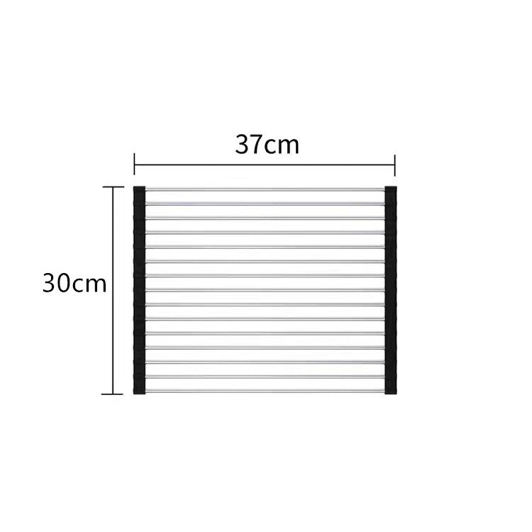 Covoras de Scurgere pentru Chiuveta Bucatarie, din Otel Inoxidabil, Suport Chiuveta, Pliabil, Antiderapant, Usor de Curatat si de Depozitat, 37x30 cm, 15 Tuburi, Negru - vivimall.ro