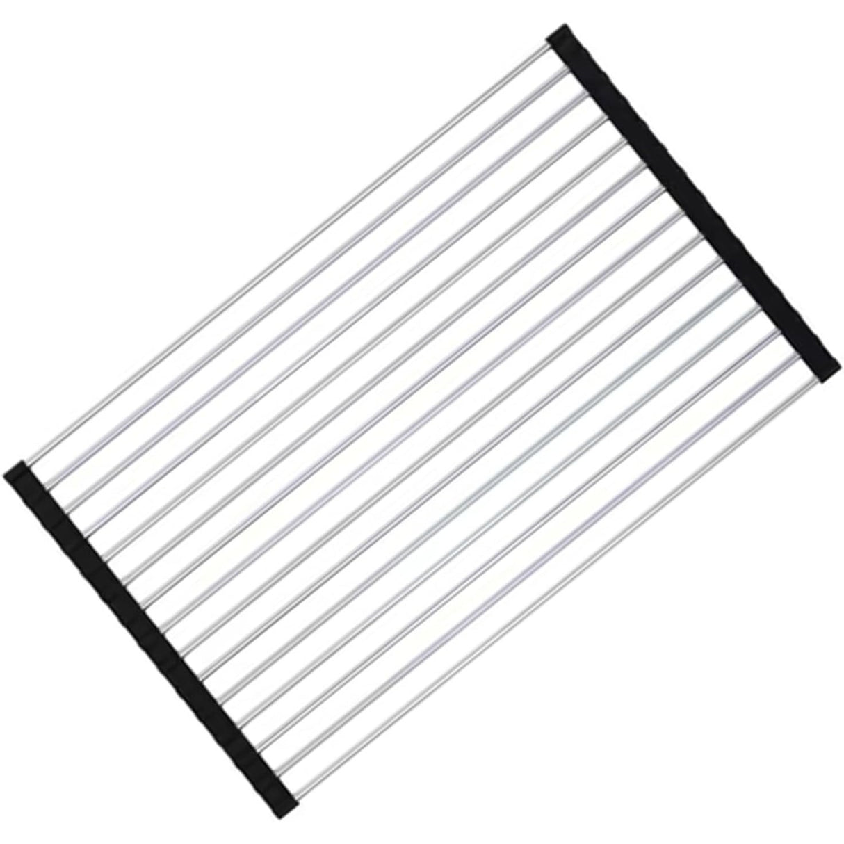 Covoras de Scurgere pentru Chiuveta Bucatarie, din Otel Inoxidabil, Suport Chiuveta, Pliabil, Antiderapant, Usor de Curatat si de Depozitat, 47x36 cm, 18 Tuburi, Negru - vivimall.ro