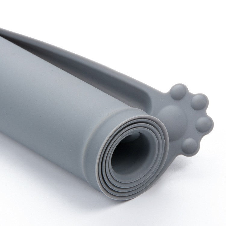 Covoras din silicon pentru animale Vivimall, pentru bol de apa si mancare, antiderapant, margini ridicate pentru a mentine apa, 48.5x30 cm, Gri - vivimall.ro