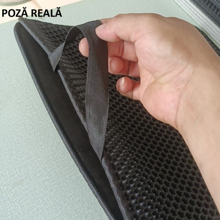 Covoras pentru Litiera, Vivimall, Covor cu Doua Fete pentru Pisici, Rezistent la Apa, Colectare Granule de Nisip, Antiderapant, 40x50 cm, Negru - vivimall.ro