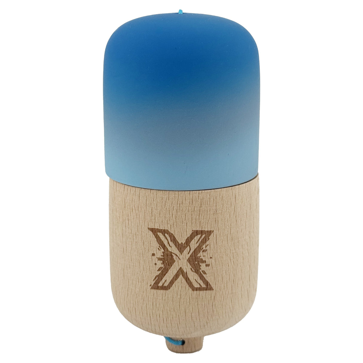 Kendama Pill X Originala, Flippy, Profesionala Model Rubber Grip Pilula, din Lemn, Varsta 9+, Ata 62/65 cm, 11 x 5 x 5 cm, Gradient Albastru/Albastru deschis - vivimall.ro