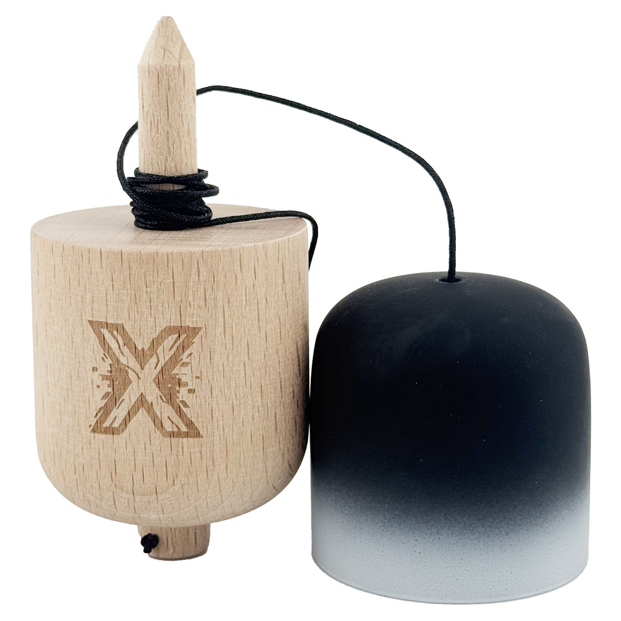 Kendama Pill X Originala, Flippy, Profesionala Model Rubber Grip Pilula, din Lemn, Varsta 9+, Ata 62/65 cm, 11 x 5 x 5 cm, Gradient Negru/Alb - vivimall.ro
