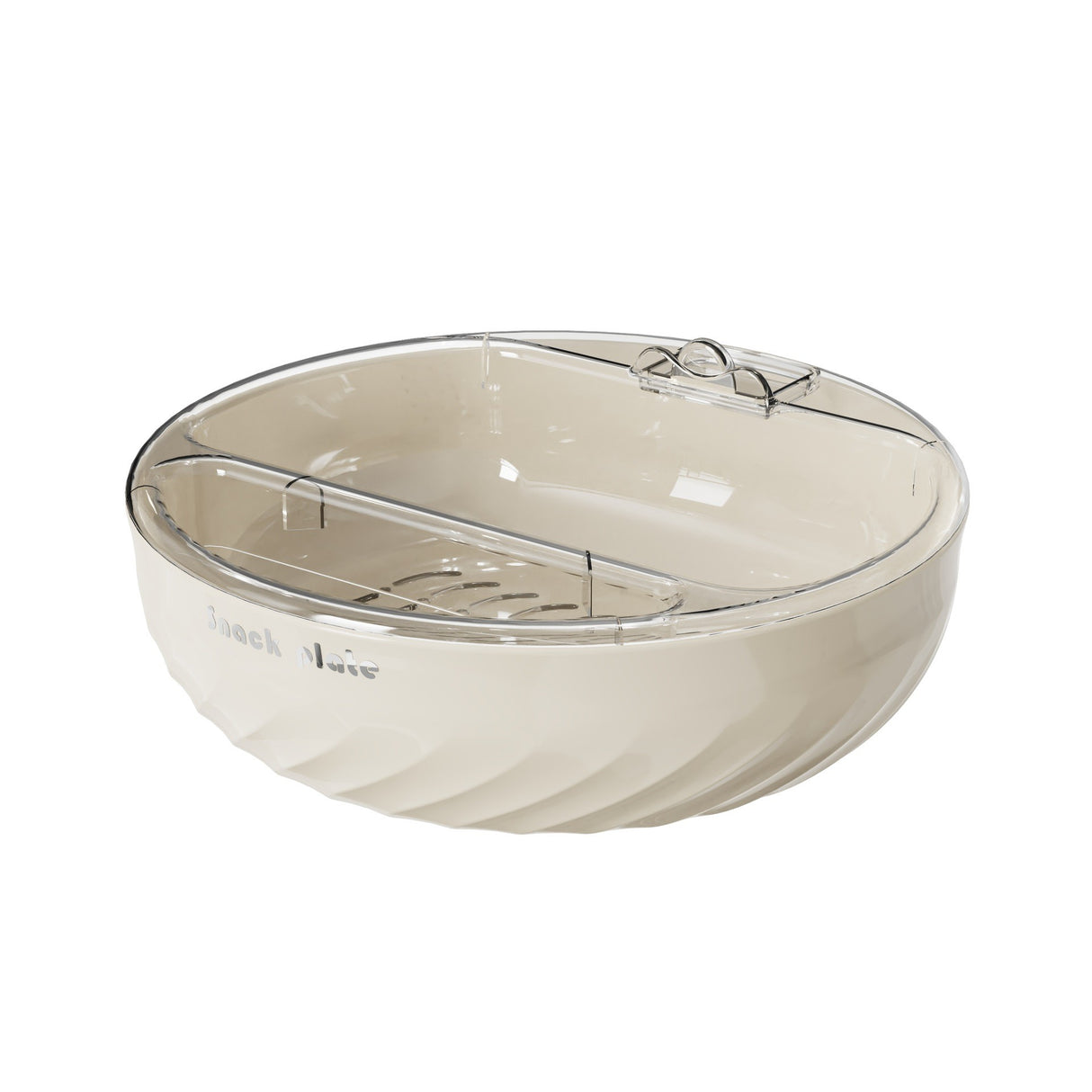 Bol cu Doua Straturi, Vivimall, pentru Fructe, Legume, Snacks, cu Strat de Scurgere a Apei, Suport pentru Telefonul Mobil, 22.4x9 cm, Crem - vivimall.ro