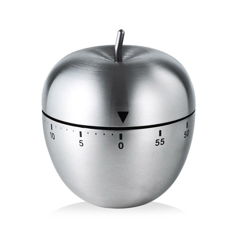 Cronometru bucătărie inox 140 g, design modern formă de măr, utilizare simplă prin rotire
