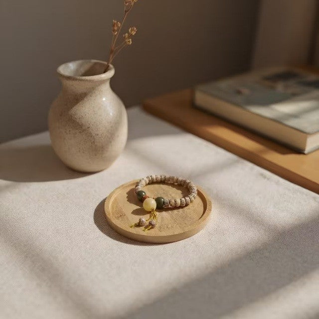 Farfurie din Lemn, Vivimall, Rotunda, pentru Alimente sau Decor, 15 x 1.5 cm, Natur - vivimall.ro