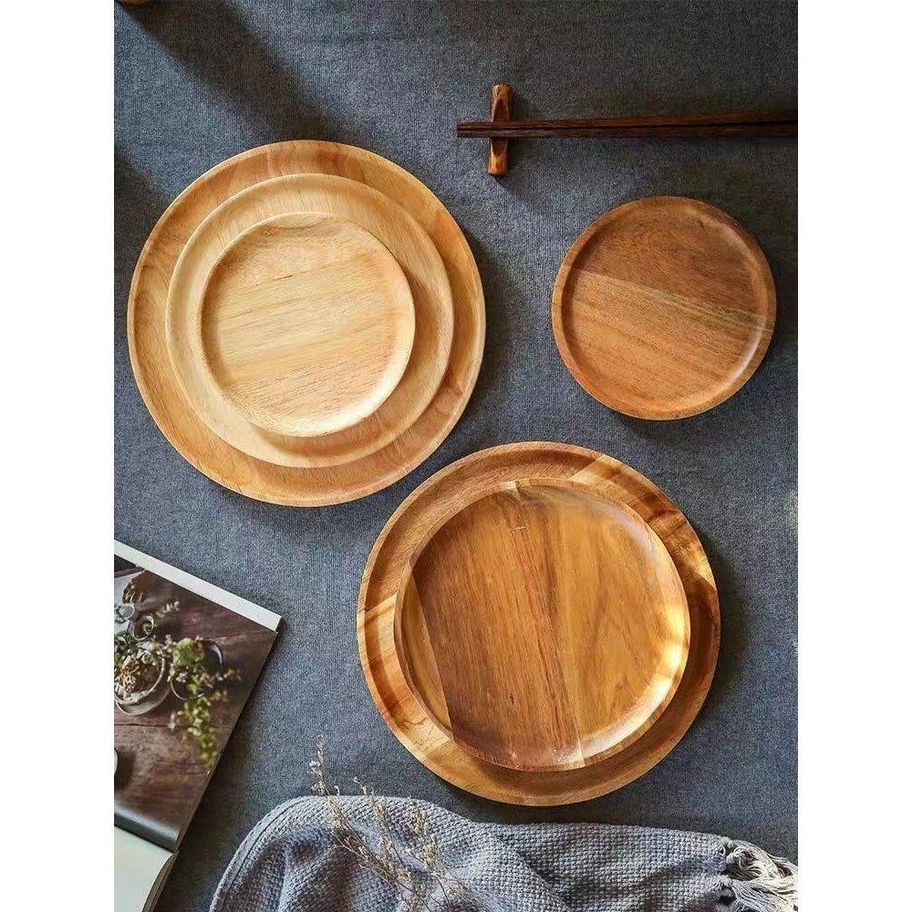 Farfurie din Lemn, Vivimall, Rotunda, pentru Alimente sau Decor, 25 x 1.5 cm, Natur - vivimall.ro