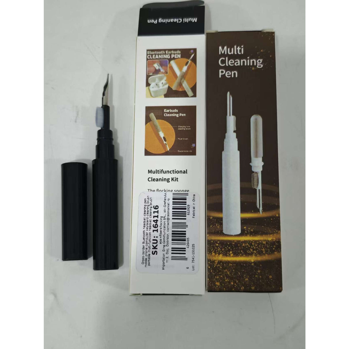 Stilou pentru curatare, Flippy, Multifunctional, pentru Telefon, Computer, Tastatura, cu Perie, Negru