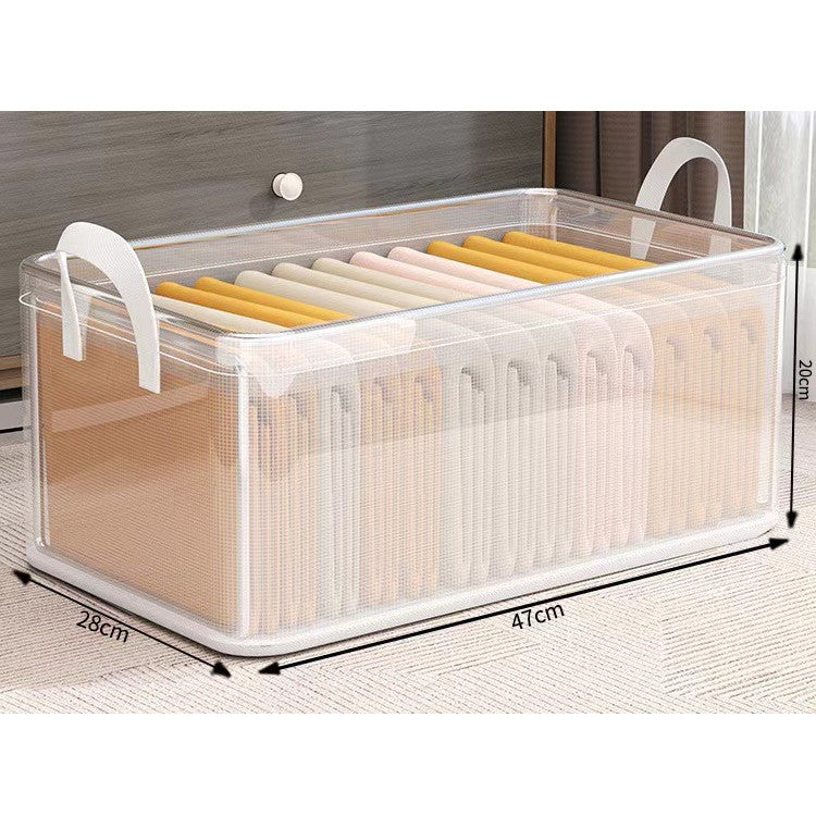 Cutie container de depozitare din PVC, Vivimall, de stocare, Dimensiuni multiple, Accesoriu robust pentru organizarea de uz casnic, volum 26L, 47 x 28 x 20 cm, Transparenta - vivimall.ro