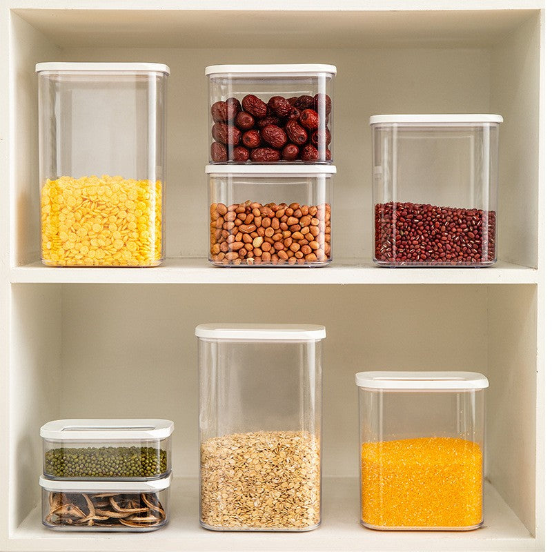 Cutie de Depozitare Alimente, Vivimall, 1.5L, Capac Alb, din ABS+Silicon, 14.5 x 9 x 16.7 cm, Transparent - vivimall.ro