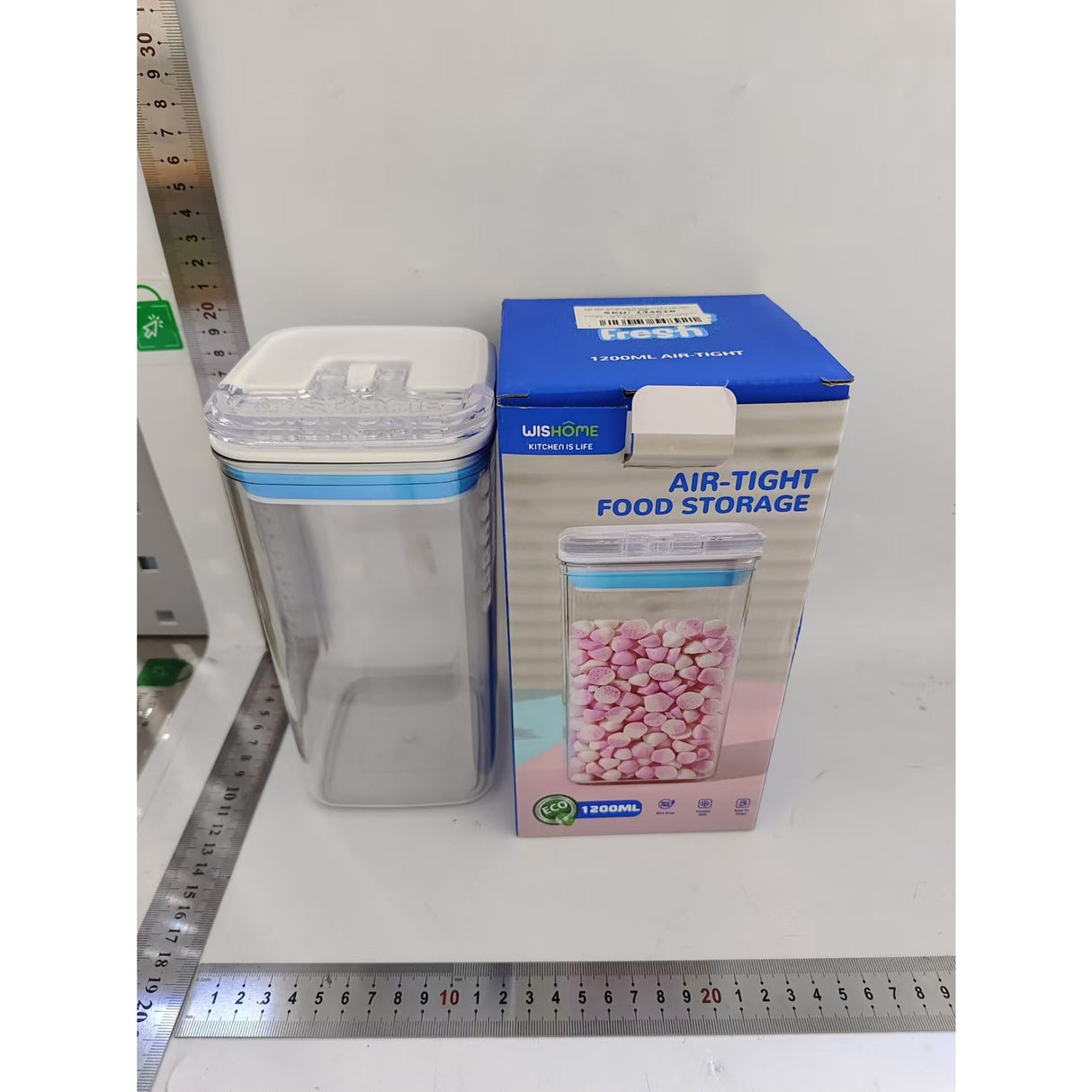 Cutie de Depozitare Alimente, Vivimall, Cutie de tip Container pentru Bucatarie, Cutie pentru Condimente, din PET ABS Silicon, 10 x 10 x 20.5 cm, 370 g, 1.2L Transparenta - vivimall.ro