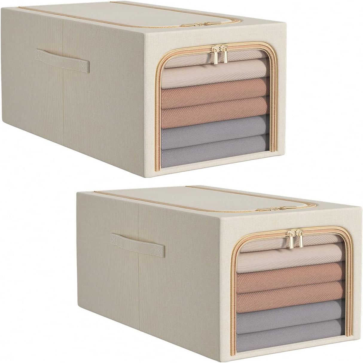 Cutie de Depozitare, Vivimall, 31L, din In si Bumbac, Pliabila, Cadru din Otel, 45 x 30 x 23 cm, Kaki - vivimall.ro