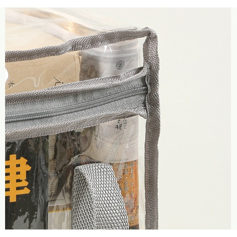 Cutie de Depozitare, Vivimall, din PVC + Textil, Rezistenta la Apa, Geanta pentru Carti, 23x17x28 cm, Transparent-Negru - vivimall.ro