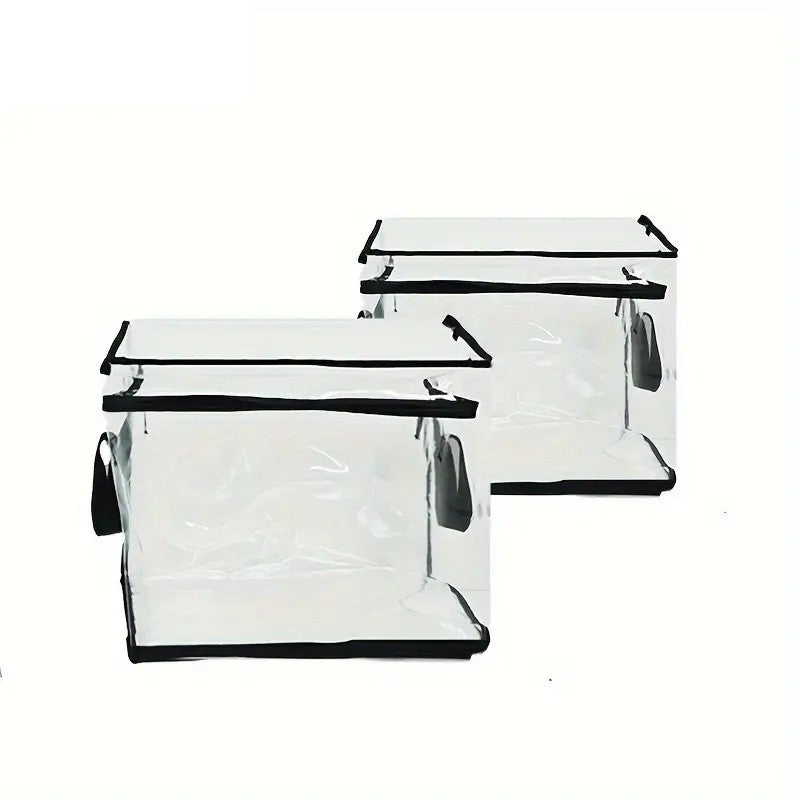 Cutie de Depozitare, Vivimall, din PVC + Textil, Rezistenta la Apa, Geanta pentru Carti, 38x24x32 cm, Transparent-Negru - vivimall.ro