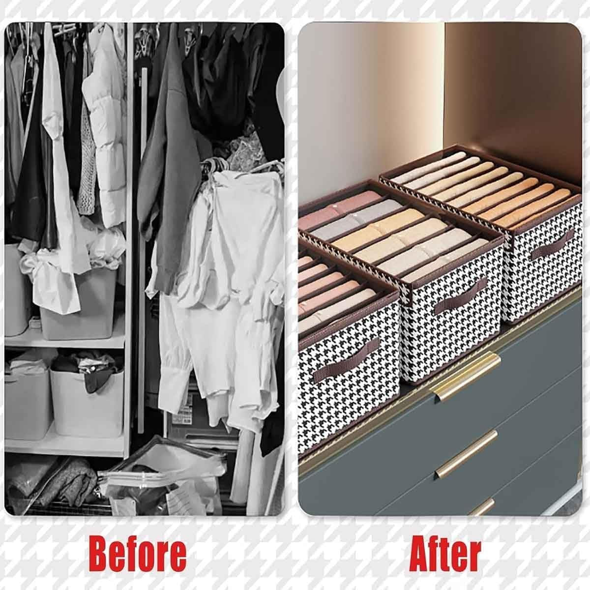 Cutie De Depozitare,  Pentru Haine, Lenjerie, Sosete Si Sutiene, Material Textil, 9 Compartimente, 44x30x20 cm, Culoare Alb-Negru - vivimall.ro