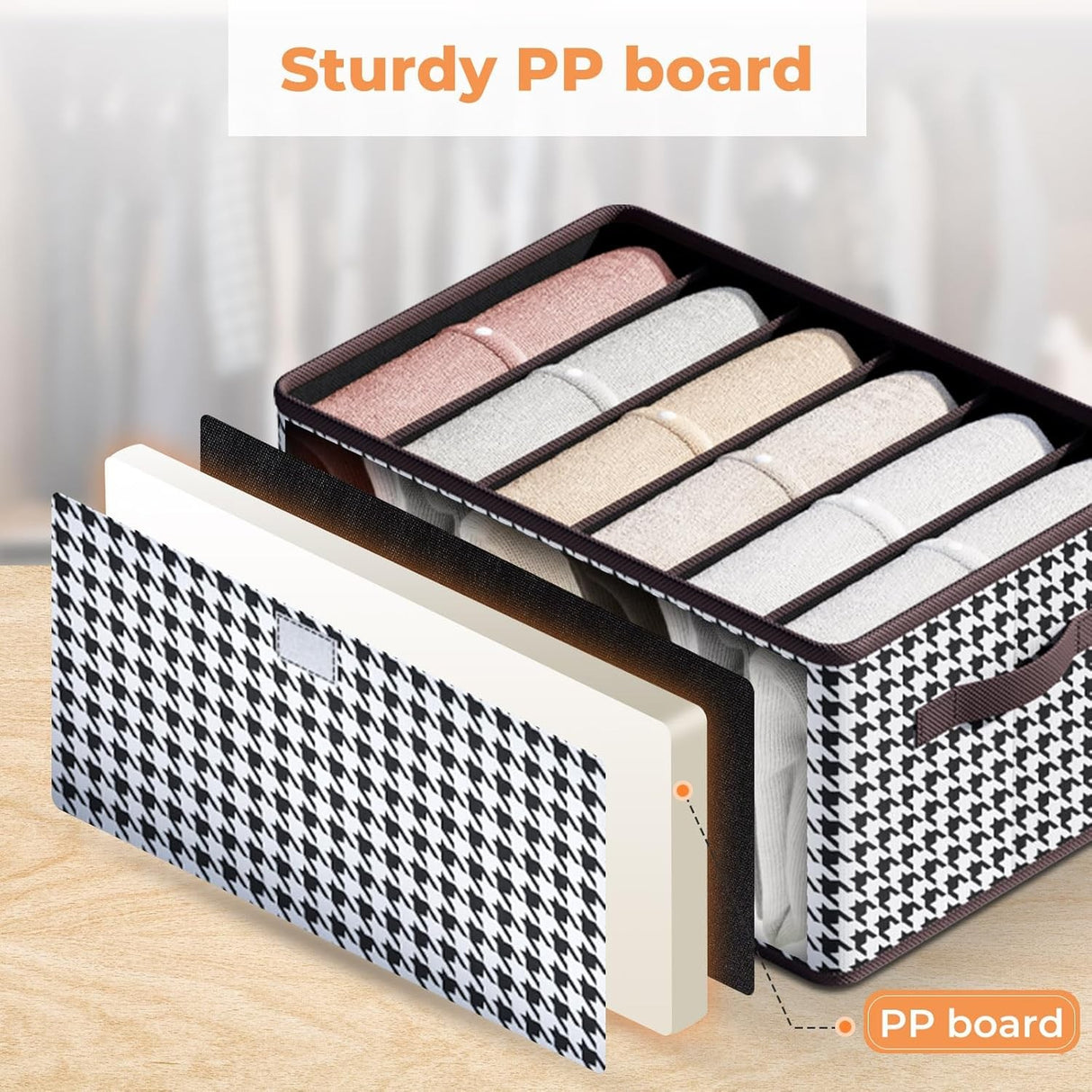 Cutie De Depozitare,  Pentru Haine, Lenjerie, Sosete Si Sutiene, Material Textil, 9 Compartimente, 44x30x20 cm, Culoare Alb-Negru - vivimall.ro