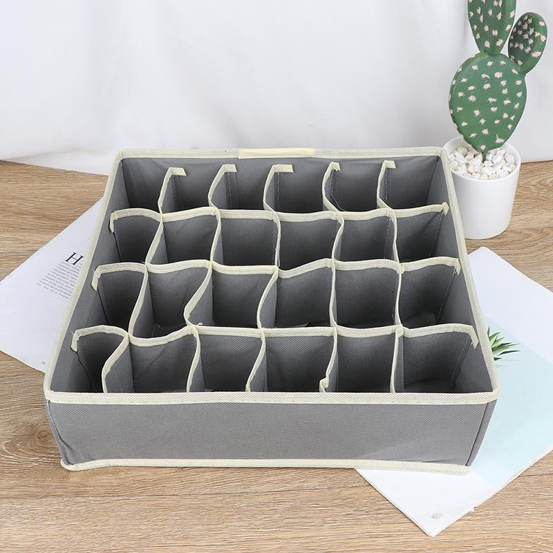 Cutie De Depozitare, Vivimall, Pentru Lenjerie, Sosete Si Sutiene, Material Textil, 24 Compartimente, 32 x 32 x 10 cm, Culoare Gri - vivimall.ro