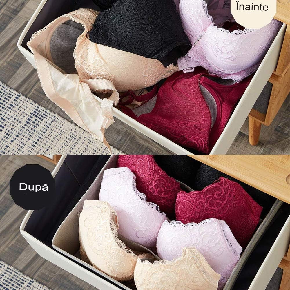 Cutie De Depozitare, Vivimall, Pentru Lenjerie, Sosete Si Sutiene, Material Textil, 6 Compartimente, 32 x 16 x 10 cm, Culoare Gri - vivimall.ro